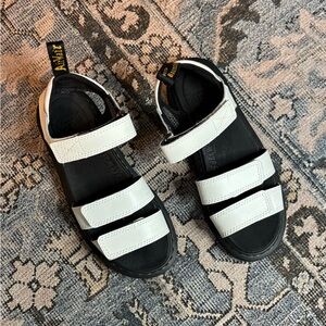 Kids Dr. Martens White and Black Velcro Sandals